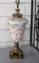 Antique Carl Falkenstein White/gold Embellished Floral Motif Opaline Lamp 42in Lamps photo 5