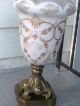 Antique Carl Falkenstein White/gold Embellished Floral Motif Opaline Lamp 42in Lamps photo 7