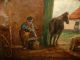 Large Old Oil Painting,  { Barn Scene,  With Horses Being Looked After,  Is Signed } Other photo 6