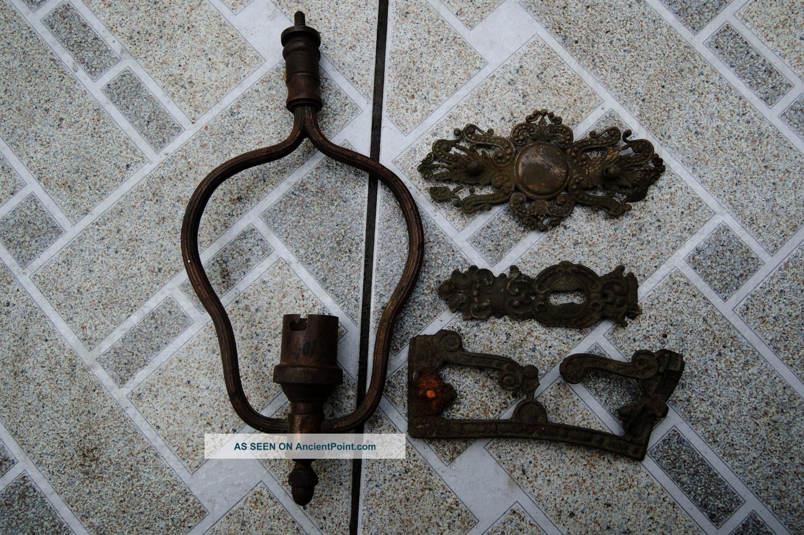 Antique Brass Cabinet Hardware Key Hole Cover - Lot Metalware photo