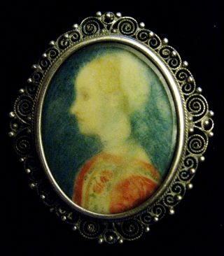 Antique Miniature Portrait - Young Woman photo