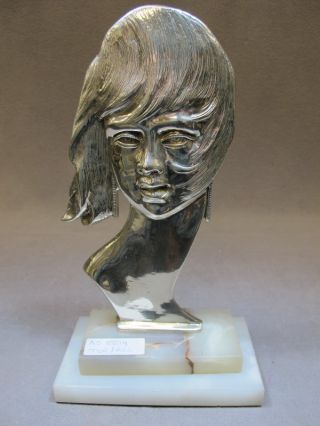 European Silver - Plate Bronze Head Sculpture 08814 photo