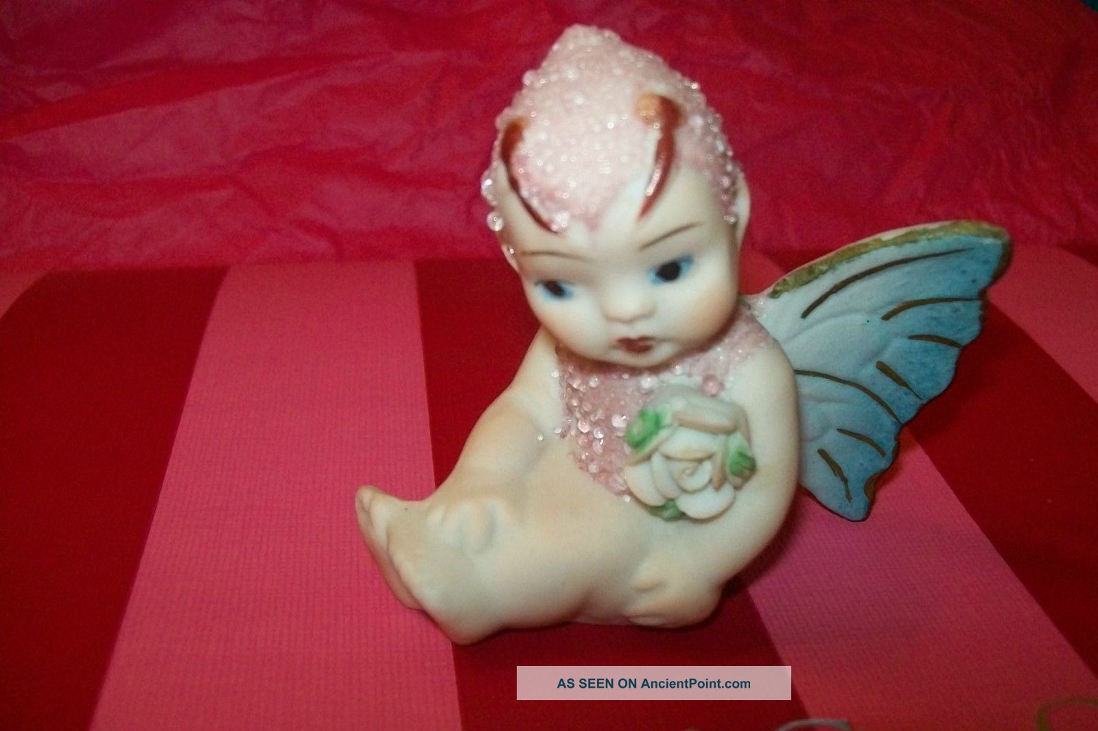 Vintage Pink Snowbaby Butterfly Fairy Figurines photo