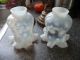 Pair Vtg Cupid Lamps W Fenton Opalescent Coin Dot Ruffled Glass Shades Lamps photo 9
