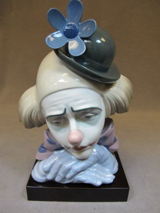 Spanish Lladro Porcelain Clown Bust As/5120 photo