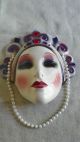 Large Exotic Clay Art Lady Face Mask - 1988 - Half - Doll Related - Excellent Figurines photo 1