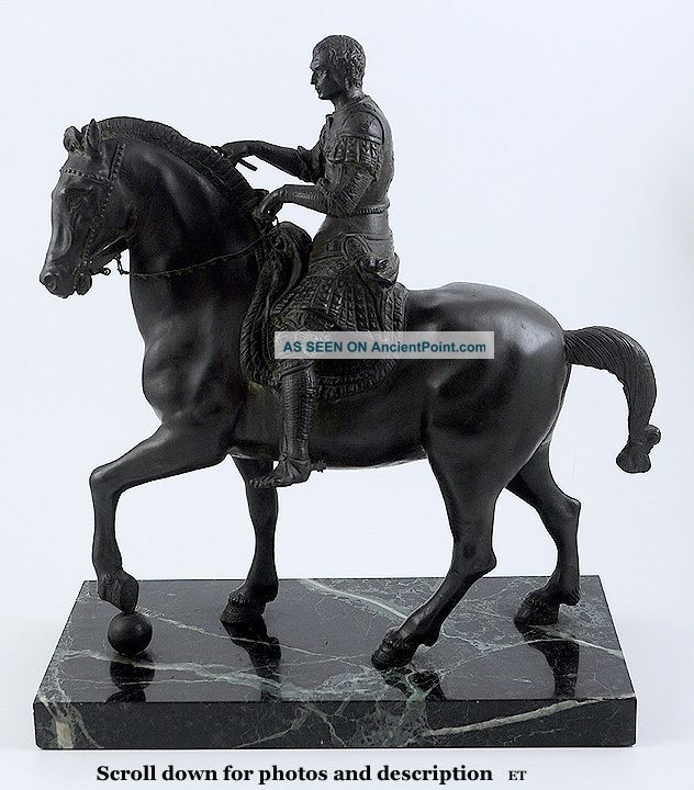 Heavy Bronze Replica Equestrian Statue Gattamelata Late 1800s/early 1900s Metalware photo