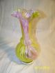 Vase Pink And Yellow Splater Glass Tag On Bottom Say End Of Day Appr.  At 145.  00 Vases photo 2