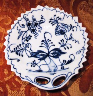 Antique German Blue Onion Pattern Leaf Plate photo