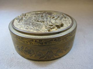 Great Antique Engraved Bronze Box 08727 photo