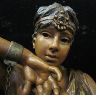 Lg Slave Girl Antique Spelter Bronze Art Nouveau French Sculpture Bust Figurine photo