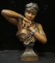 Lg Slave Girl Antique Spelter Bronze Art Nouveau French Sculpture Bust Figurine Metalware photo 1