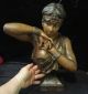 Lg Slave Girl Antique Spelter Bronze Art Nouveau French Sculpture Bust Figurine Metalware photo 3