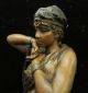 Lg Slave Girl Antique Spelter Bronze Art Nouveau French Sculpture Bust Figurine Metalware photo 4