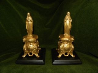 Pair Of French Gilded Christ And Mary Figurines 19th Century photo