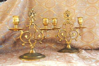 Russian Empire Bronze Candlesticks 2 (pair) Double Headed Eagles - Old Russia photo