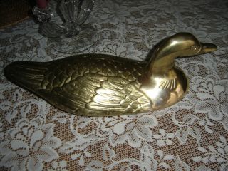 Vintage Antique Cast Brass Metal Large Duck Doorstop photo