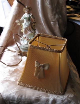 Vintage Porcelain Figurine Dresser Lamp With Lamp Shade photo