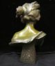 Antique Spelter Bronze Art Nouveau French Sculpture Bust Figurine Lady Metalware photo 11