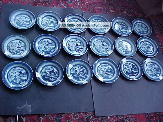 17 Large Antique Chinese Export Porcelain Canton Plates - 19th Century Plates photo