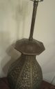 Rare Antique Asian Handmade Heavy Thick Brass Ornate Electric Table Lamp Handmad Metalware photo 7