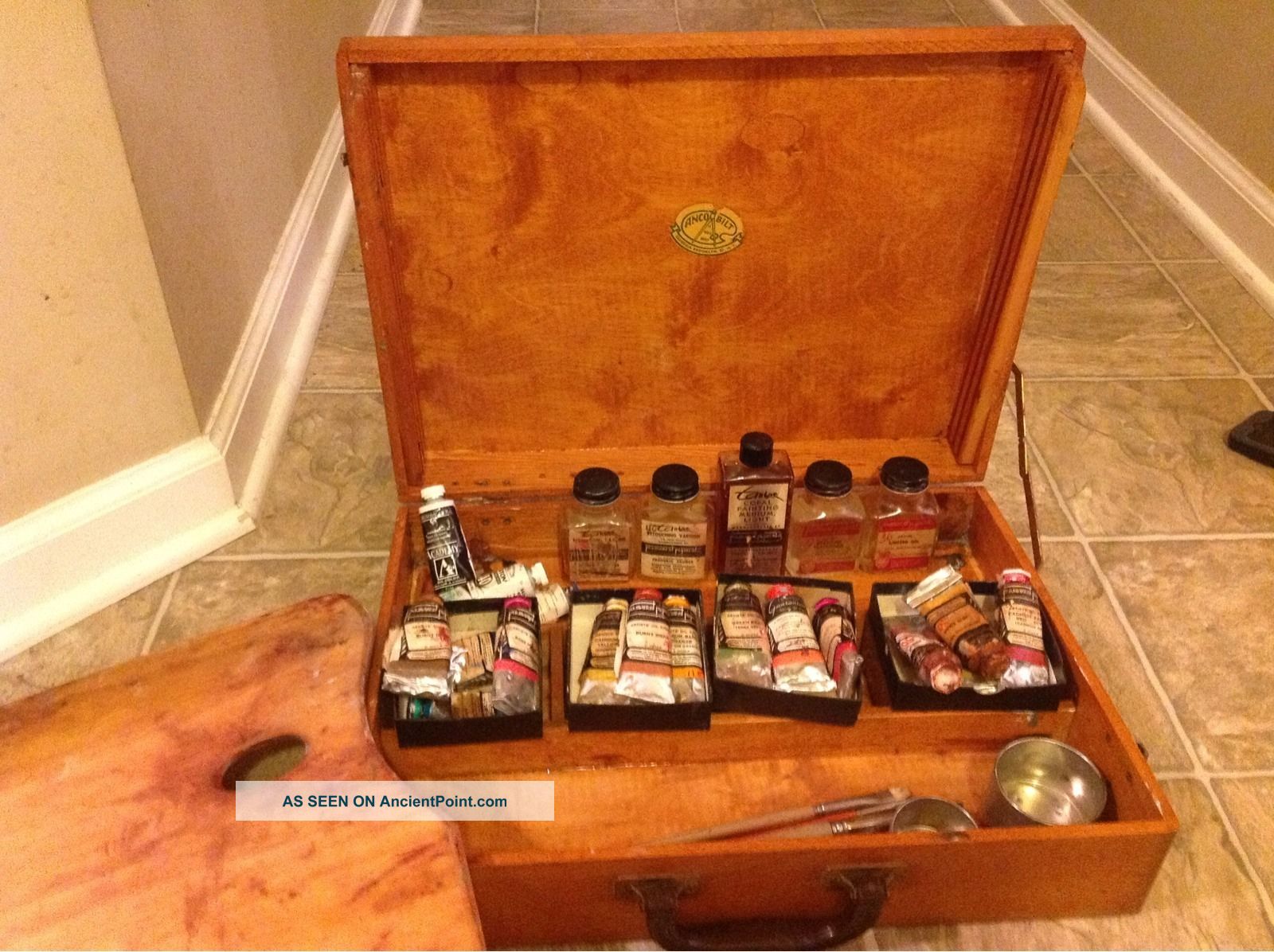 Vintage Anco Bilt Artist Case Wood Dovetail Box Artists Kit Travel Art Paint Boxes photo