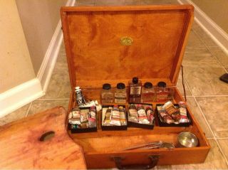 Vintage Anco Bilt Artist Case Wood Dovetail Box Artists Kit Travel Art Paint photo