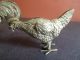 Antique Vintage Set 2 White Metal Figurines Rooster Hen Chicken Metalware photo 3