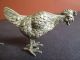 Antique Vintage Set 2 White Metal Figurines Rooster Hen Chicken Metalware photo 5