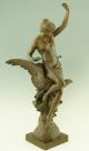 Antique Bronze Woman On An Eagle By Emile Picault 37 Inch France 1880 Metalware photo 1
