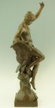 Antique Bronze Woman On An Eagle By Emile Picault 37 Inch France 1880 Metalware photo 2