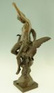 Antique Bronze Woman On An Eagle By Emile Picault 37 Inch France 1880 Metalware photo 5