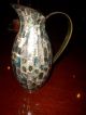 Antique Mother Of Pearl & Copper Pitcher 10 1/4 