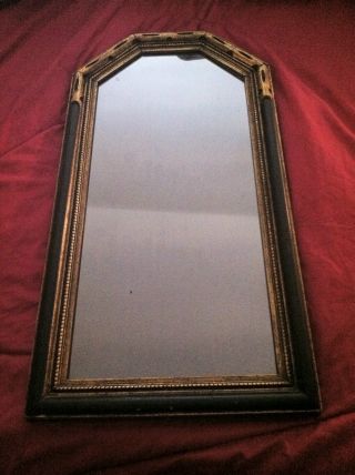 Antique Black And Gold Gesso Wood Mirror With Gilded Top All photo