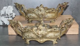 Pair Antique French Brass Jardinieres - photo