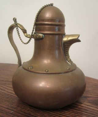 Antique Vintage Rare Handmade Thick Copper Brass Tea Kettle Coy Pot Vase Jar photo