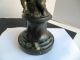 Pair Of Vintage French Pure Bronze Candelabra With Angel Metalware photo 5