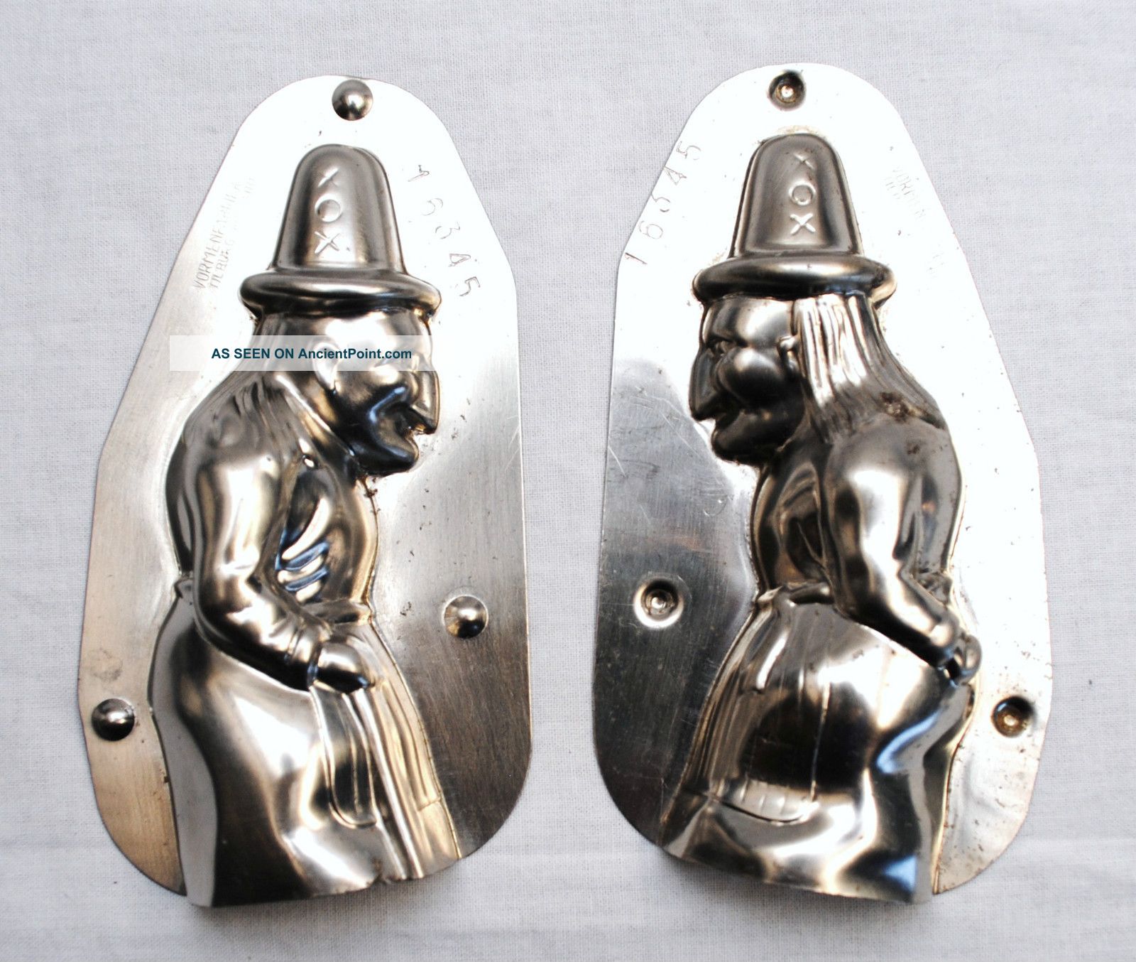 Antique Dutch Tin Chocolate Mold Hex Witch Vormenfabriek Metalware photo