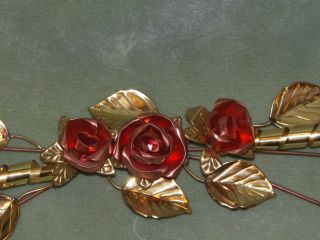 Vtg Home Interiors Wrought Metal Rose Wall Accent Swag Gold Tone 29 