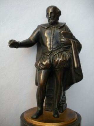 Rare 19th Century Copper Bronze William Shakespeare Statuette Sculpture Statue photo