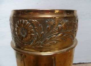 Antique French Brass Floral Vase. . .  Art Nouveau Style. . .  1900 ' S photo