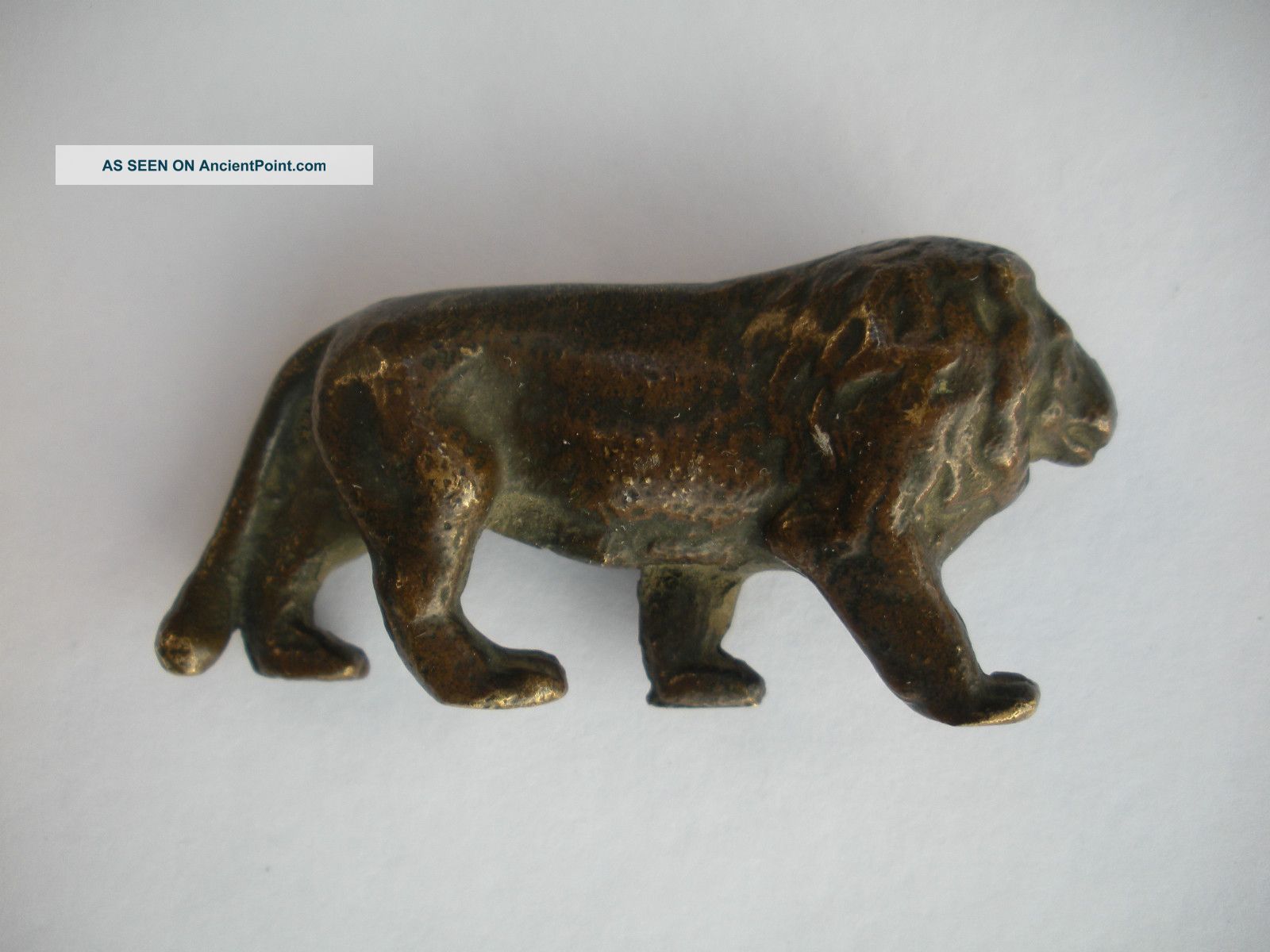 Rare 19th Century Small Bronze Lion Statuette Statue Sculpture Metalware photo