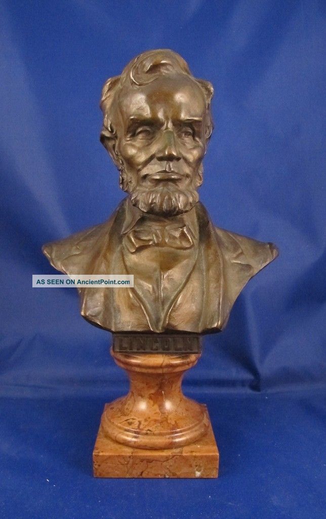 Antique Bronze Bust Of Abraham Lincoln 11.  5 