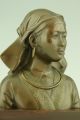 Antique Bronze Bust Of An Asian Girl On A Wooden Base,  Signed. Metalware photo 6