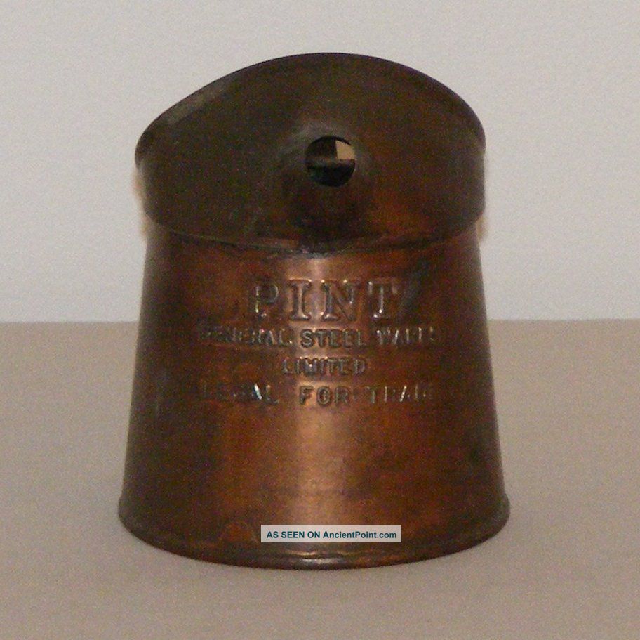 Antique Gsw Copper Metal Measuring Pint Pitcher Jug General Steel Wares Metalware photo