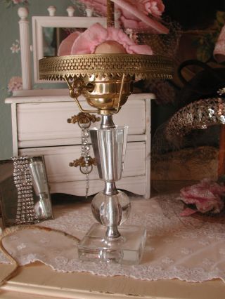 Crystal Glass Art Deco Vintage/antique Boudoir Lamp Awesome photo