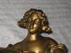 Fabrication Francaise Antique Lady Clock Art Nouveau Antique Signed Metalware photo 2