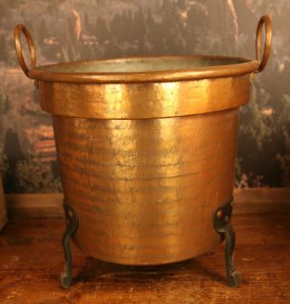 Large Antique Three Legged Copper Pot photo