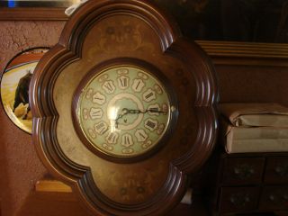 Antique Vintage Key Wind Brass Big Mantle Clock Glass Walnut Wood Case Time Art photo