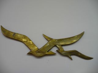 Vintage Jere Era Brass Wall Sculpture Birds In Flight photo